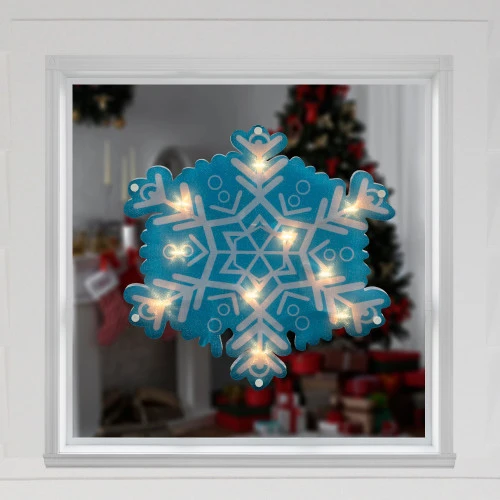 Northlight 11.75" Lighted Blue And White Snowflake Christmas Window Silhouette 4 Northlight 11.75" Lighted Blue And White Snowflake Christmas Window Silhouette - Image 2