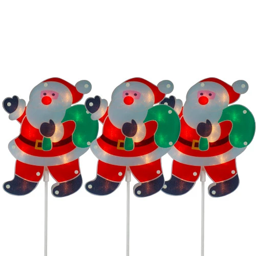 Northlight Set Of 3 Lighted Holographic Santa Claus Christmas Pathway Markers 25" 5 Northlight Set Of 3 Lighted Holographic Santa Claus Christmas Pathway Markers 25" - Image 3