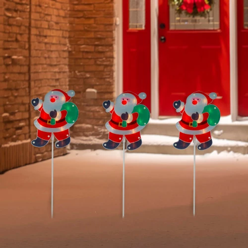 Northlight Set Of 3 Lighted Holographic Santa Claus Christmas Pathway Markers 25" 4 Northlight Set Of 3 Lighted Holographic Santa Claus Christmas Pathway Markers 25" - Image 2