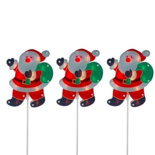 Northlight Set Of 3 Lighted Holographic Santa Claus Christmas Pathway Markers 25" 3 Northlight Set Of 3 Lighted Holographic Santa Claus Christmas Pathway Markers 25"