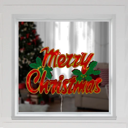 Northlight 16.5" Lighted 'Merry Christmas' Window Silhouette 4 Northlight 16.5" Lighted 'Merry Christmas' Window Silhouette - Image 2