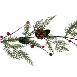 Northlight Pre-Lit B/O Pinecone, Berry And Leaf Christmas Garland - 4.5' - Warm White Lights -Christmas Decor Sale northlight hc96445 03 46059.1726279111