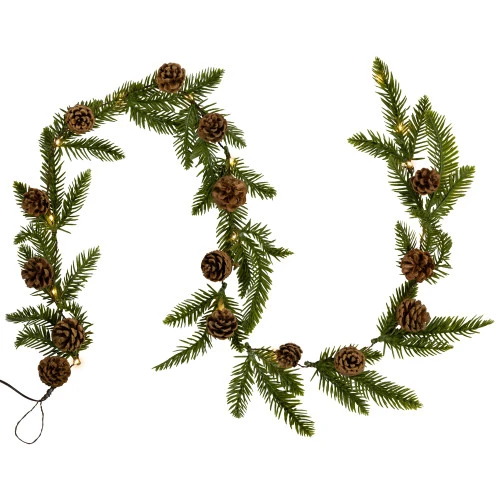 Northlight Pre-Lit B/O Pinecone And Pine Christmas Garland - 4.75' - Warm White Lights 3 Northlight Pre-Lit B/O Pinecone And Pine Christmas Garland - 4.75' - Warm White Lights