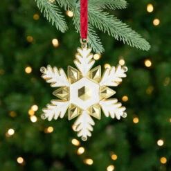 Northlight 3.5" White Brass-Plated Snowflake Christmas Ornament With European Crystals -Christmas Decor Sale northlight hd92861 styled 88389.1688047975