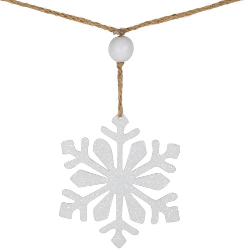 Northlight 4.75" Snowflake And Frosted Pine Christmas Garland With Wooden Beads - Unlit 8 Northlight 4.75" Snowflake And Frosted Pine Christmas Garland With Wooden Beads - Unlit - Image 6
