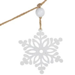 Northlight 4.75" Snowflake And Frosted Pine Christmas Garland With Wooden Beads - Unlit 12 Northlight 4.75" Snowflake And Frosted Pine Christmas Garland With Wooden Beads - Unlit -Christmas Decor Sale northlight hh87684 4 98133.1680953370