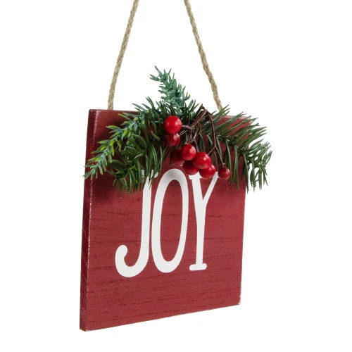 Northlight 7" Hanging "JOY" Christmas Wall Decor With Pine And Berries 8 Northlight 7" Hanging "JOY" Christmas Wall Decor With Pine And Berries - Image 6