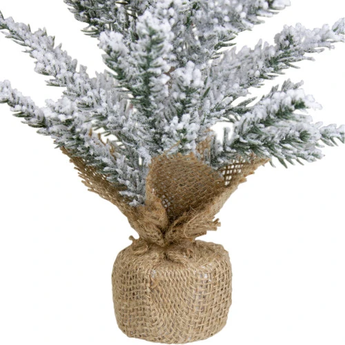 Northlight Flocked Mini Pine Slim Artificial Christmas Tree With Jute Base - Unlit - 12" 4 Northlight Flocked Mini Pine Slim Artificial Christmas Tree With Jute Base - Unlit - 12" - Image 2