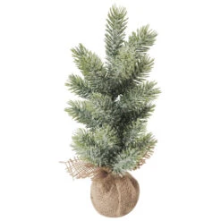 Northlight Frosted Icy Pine Tree In Burlap Base Christmas Tree - 11.75" - Unlit