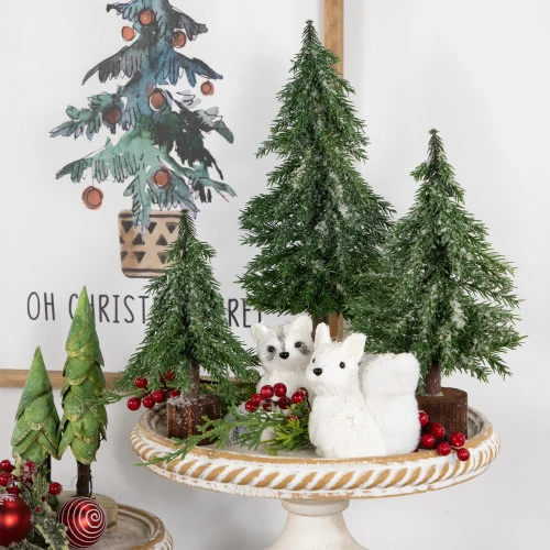 Northlight Frosted Icy Pine Tree With Jute Base Christmas Tree - 14" - Unlit 5 Northlight Frosted Icy Pine Tree With Jute Base Christmas Tree - 14" - Unlit - Image 3