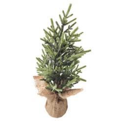 Northlight Frosted Ice Pine Artificial Christmas Tree With Jute Base - 16.5"