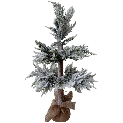 Northlight Heavily Flocked Pine Christmas Tree In Natural Jute Base - 27.5" 3 Northlight Heavily Flocked Pine Christmas Tree In Natural Jute Base - 27.5"