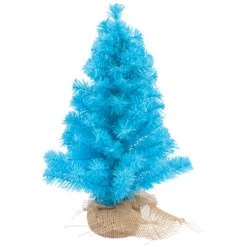 Northlight Pine Christmas Tree In Natural Jute Base - 18" - Cerulean Blue - Unlit