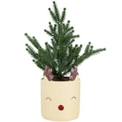 Mini Artificial Christmas Tree In Reindeer - 14.25" - Unlit