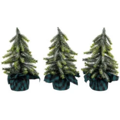 Northlight Mini Iced Downswept Pine Artificial Christmas Trees - 9" - Set Of 3