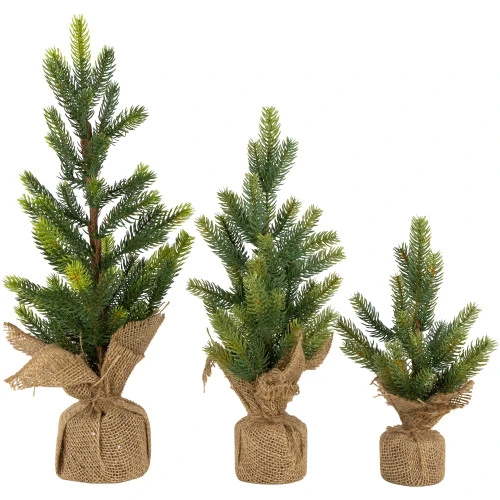 Northlight Mini Christmas Pine Artificial Christmas Trees With Burlap Base - 18" - Set Of 3 3 Northlight Mini Christmas Pine Artificial Christmas Trees With Burlap Base - 18" - Set Of 3