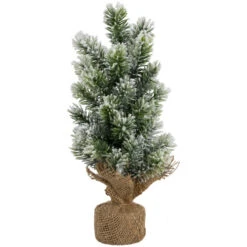 Northlight Mini Flocked Pine Artificial Christmas Trees With Burlap Base - 18" - Set Of 3 -Christmas Decor Sale northlight hn95119 02 92338.1702142848