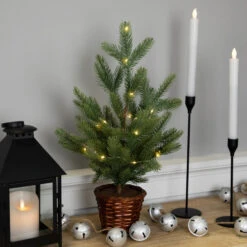 Pre-Lit Artificial Pine Christmas Tree With Basket Base - 20" - Warm White LED Lights -Christmas Decor Sale northlight hn95120 styled 01 74347.1702142848