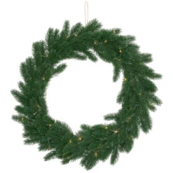 Northlight Pre-Lit Battery Operated Lush Pine Artificial Christmas Wreath - 24" - Clear Lights -Christmas Decor Sale northlight hn96791 01 48279.1726712133