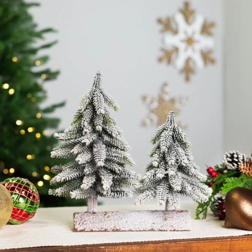 Northlight Frosted Pine Tree Duo Christmas Decoration - 12" - Unlit 3 Northlight Frosted Pine Tree Duo Christmas Decoration - 12" - Unlit