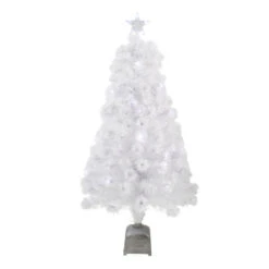Northlight Pre-Lit Color Changing Fiber Optic Artificial Christmas Tree - 4' - White - Multicolor LED Lights