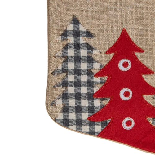 Northlight 19" Beige And Red Burlap "Happy Holidays" Forest Trees Christmas Stocking 5 Northlight 19" Beige And Red Burlap "Happy Holidays" Forest Trees Christmas Stocking - Image 3
