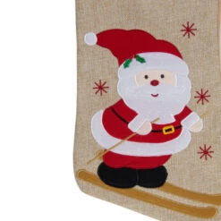 Northlight 19" Burlap Skiing Santa With Poles And Snowflakes Christmas Stocking -Christmas Decor Sale northlight j90450 3 83943.1665433298