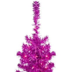 Northlight 6' Pre-Lit Pink Artificial Tinsel Christmas Tree, Clear Lights -Christmas Decor Sale northlight j92320 5 20703.1637845322