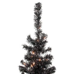 Northlight 4' Pre-Lit Black Artificial Tinsel Christmas Tree, Clear Lights -Christmas Decor Sale northlight j92323 5 44599.1637846557
