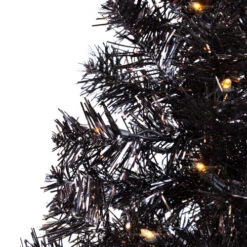 Northlight Pre-Lit Artificial Tinsel Halloween Tree - 3' - Black - Clear Lights -Christmas Decor Sale northlight j96363 02 38303.1726625648
