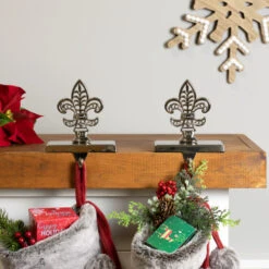 Northlight Fleur De Lis Christmas Stocking Holder - 5" - Set Of 2 -Christmas Decor Sale northlight j96404 styled 02 55642.1727317579