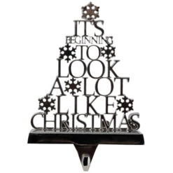 Northlight "It's Beginning To Look A Lot Like Christmas" Metal Tree Stocking Holder - 6.5"