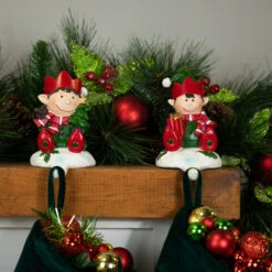 Northlight Festive Elves Christmas Stocking Holders - 5" - Set Of 2 -Christmas Decor Sale northlight j96417 styled 02 68580.1719611161