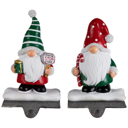 Northlight Santa Gnomes Christmas Stocking Holders - 6.25" - Set Of 2 3 Northlight Santa Gnomes Christmas Stocking Holders - 6.25" - Set Of 2