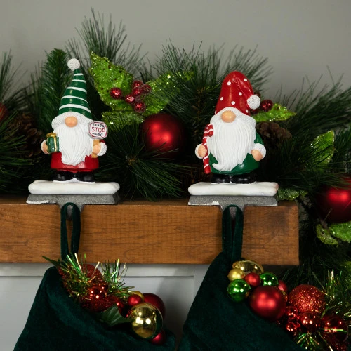 Northlight Santa Gnomes Christmas Stocking Holders - 6.25" - Set Of 2 5 Northlight Santa Gnomes Christmas Stocking Holders - 6.25" - Set Of 2 - Image 3