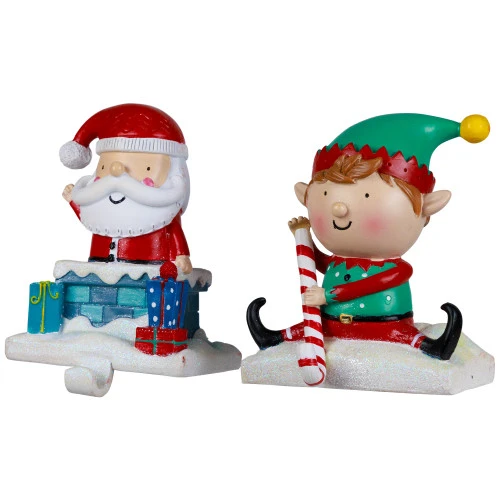 Northlight Santa And Elf Christmas Stocking Holders - 5" - Set Of 2 7 Northlight Santa And Elf Christmas Stocking Holders - 5" - Set Of 2 - Image 5