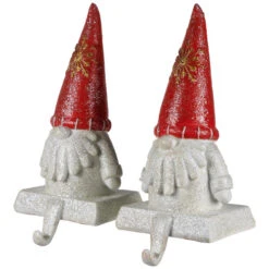 Northlight Glittered Gnome Christmas Stocking Holders - 8.25" - Set Of 2 -Christmas Decor Sale northlight j96421 03 21962.1726106057