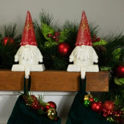 Northlight Glittered Gnome Christmas Stocking Holders - 8.25" - Set Of 2 -Christmas Decor Sale northlight j96421 styled 02 90793.1726106057