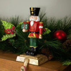 Northlight Glittered Nutcracker Soldier With Gift Christmas Stocking Holder - 9.5" -Christmas Decor Sale northlight j96422 styled 01 72901.1719611160