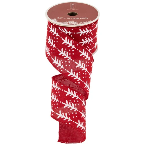 Northlight Red And White Christmas Tree Wired Craft Ribbon 2.5" X 10 Yards 8 Northlight Red And White Christmas Tree Wired Craft Ribbon 2.5" X 10 Yards - Image 6