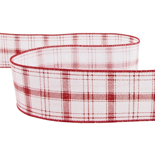Northlight Red And White Plaid Wired Craft Christmas Ribbon 2.5" X 10 Yards 7 Northlight Red And White Plaid Wired Craft Christmas Ribbon 2.5" X 10 Yards - Image 5