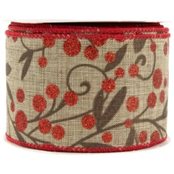 Northlight Red Berry Burlap Style Wired Craft Christmas Ribbon 2.5" X 10 Yards 10 Northlight Red Berry Burlap Style Wired Craft Christmas Ribbon 2.5" X 10 Yards -Christmas Decor Sale northlight j99450 03 38173.1697906054