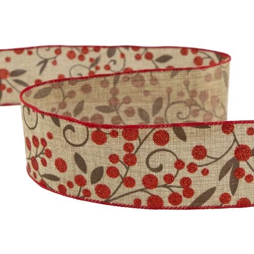 Northlight Red Berry Burlap Style Wired Craft Christmas Ribbon 2.5" X 10 Yards 7 Northlight Red Berry Burlap Style Wired Craft Christmas Ribbon 2.5" X 10 Yards - Image 5