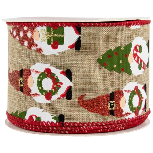 Northlight Gnome Burlap Style Wired Craft Christmas Ribbon 2.5" X 10 Yards 6 Northlight Gnome Burlap Style Wired Craft Christmas Ribbon 2.5" X 10 Yards - Image 4