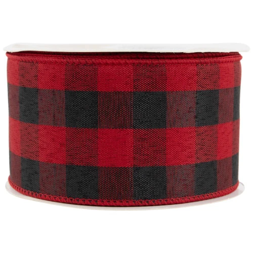 Northlight Black And Red Check Plaid Wired Craft Christmas Ribbon 2.5" X 10 Yards 6 Northlight Black And Red Check Plaid Wired Craft Christmas Ribbon 2.5" X 10 Yards - Image 4