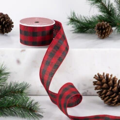 Northlight Black And Red Check Plaid Wired Craft Christmas Ribbon 2.5" X 10 Yards 10 Northlight Black And Red Check Plaid Wired Craft Christmas Ribbon 2.5" X 10 Yards -Christmas Decor Sale northlight j99460 styled 60084.1699548994