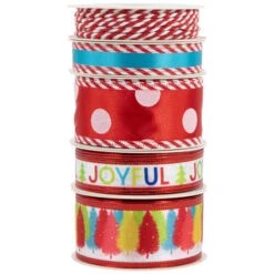 Northlight Set Of 5 Polka Dots Matching Themed Craft Christmas Ribbons 1.5" X 3 Yards -Christmas Decor Sale northlight j99466 04 01882.1697906056