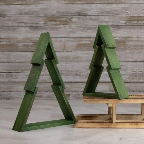 Northlight Geometric Wooden Christmas Tree Display - 12" - Green 4 Northlight Geometric Wooden Christmas Tree Display - 12" - Green - Image 2