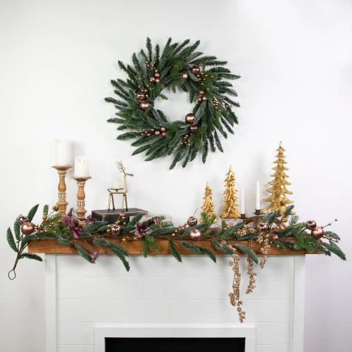 6' Rose Gold Ball Ornaments Artificial Christmas Garland, Unlit 5 6' Rose Gold Ball Ornaments Artificial Christmas Garland, Unlit - Image 3