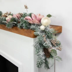 Northlight 6' Pink Floral And Ball Ornament Frosted Pine Artificial Christmas Garland -Christmas Decor Sale northlight jy99525 01201 70429.1701796961